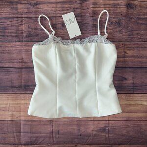 Zara White Lace Trim Camisole Top - New with Tags